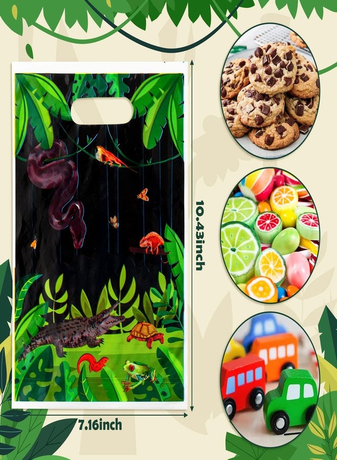 BkeeCten Goodie Party Favor Bags - 50 Pack Reptile Swamp Party Favor Bags Lizard Snake Goody Candy Treat Christmas Winter Xmas New Year Gifts Wrapping Plastic Wildlife Jungle Animal Gift Wrap Kids - Image 3